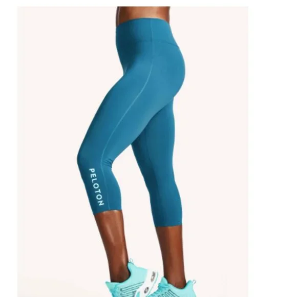 💕 PELOTON Essential Capri Leggings Teal Green‎ Large - Picture 3 of 7